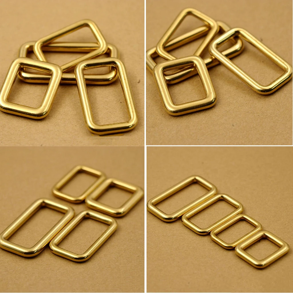 100% Твердая латунь металлическая прямоугольная пряжка петля кольца кошелек сумка