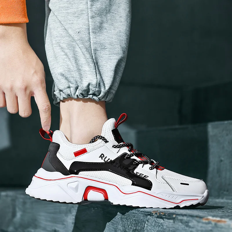 

2021 spring new mens casual shoes fashion breathable shoes non-slip shock absorption shoes outdoor platform shoes color matching