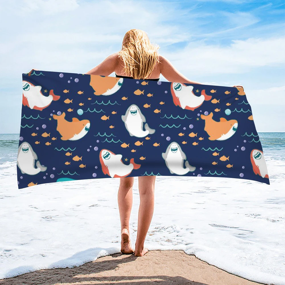 Полотенце из микрофибры для взрослых с принтом акулы | Спорт и развлечения