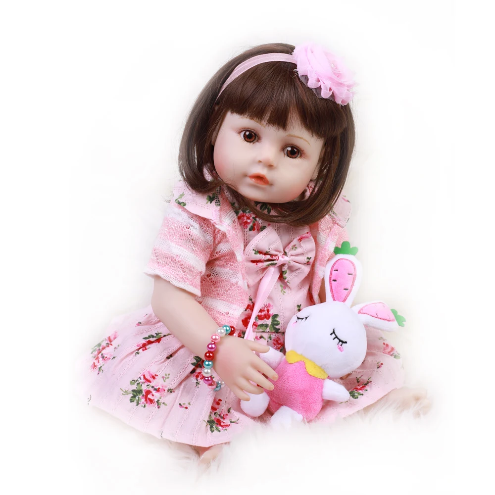 18&quot48CM Bebe Reborn Soft Silicone Realistic Baby Smooth Vinyl Body Toddle Doll Toys for Children Full Hair Toy | Игрушки и хобби