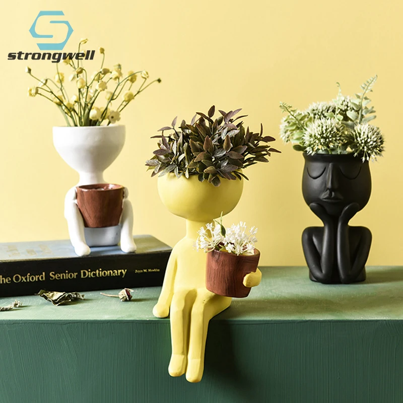 Strongwell Nordic Сидя кукла фигурки цветочный горшок плантатор держатель для растений