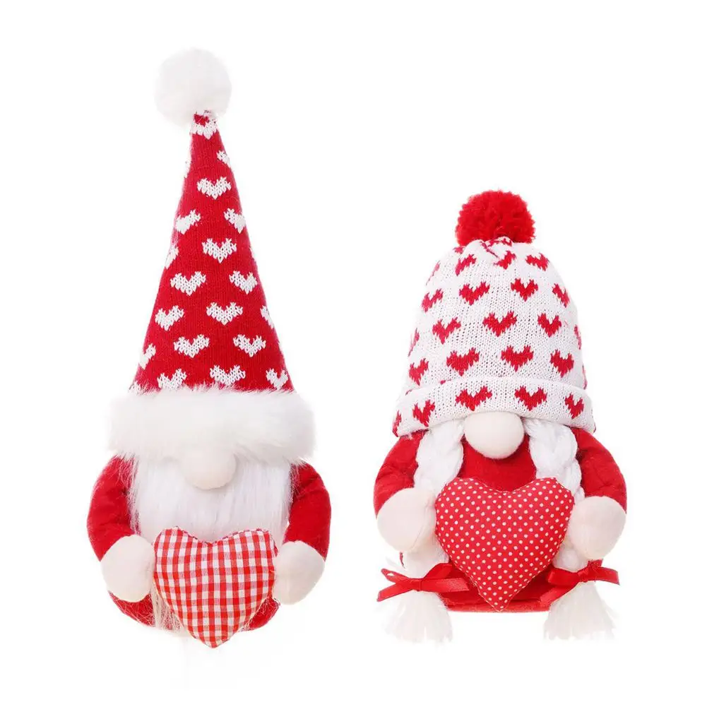 

Valentines Day Gnomes Plush Decorations Handcrafted Indoor Outdoor Elf Ornaments Faceless Winter Table Gnomes Decorations
