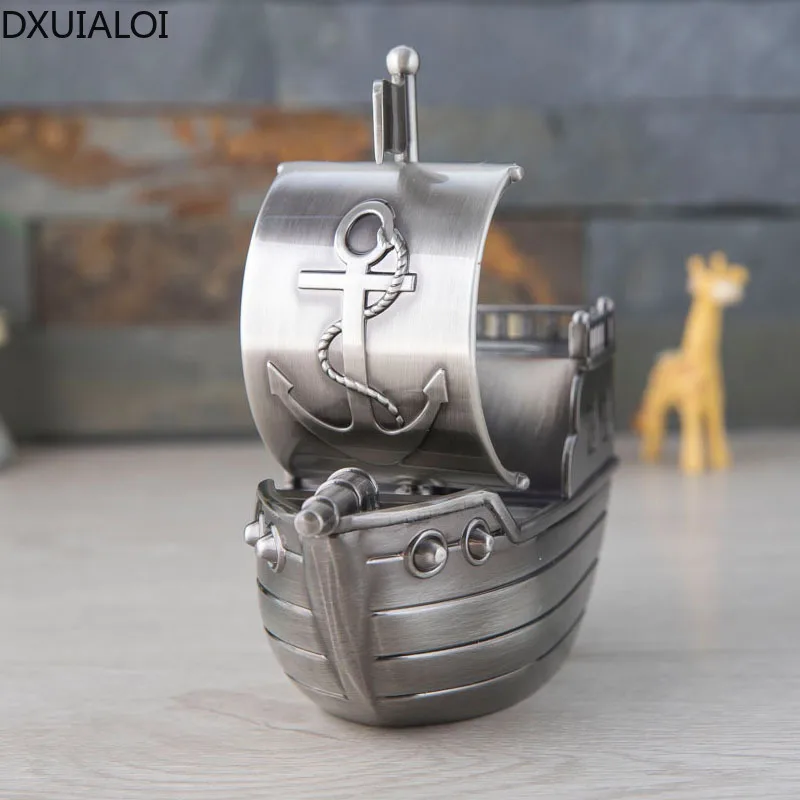 Home decoration metal European-style retro creative pirate ship piggy bank crafts ornaments children's birthday gift coin | Дом и сад