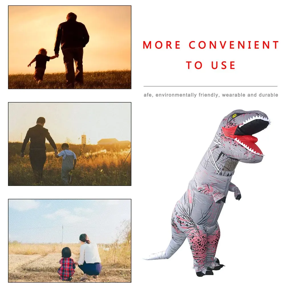 Надувной костюм динозавра Забавный надувной тиранозавр для Хэллоуина одежда