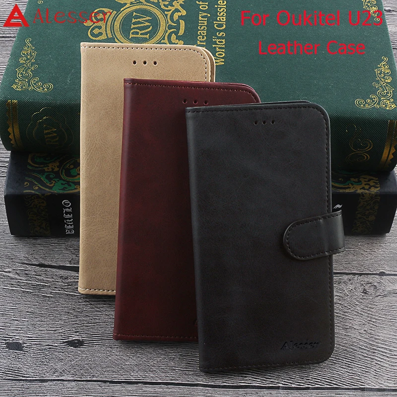Кожаный чехол Alesser для Oukitel U23 флип-чехол из натуральной кожи телефона с кармашком