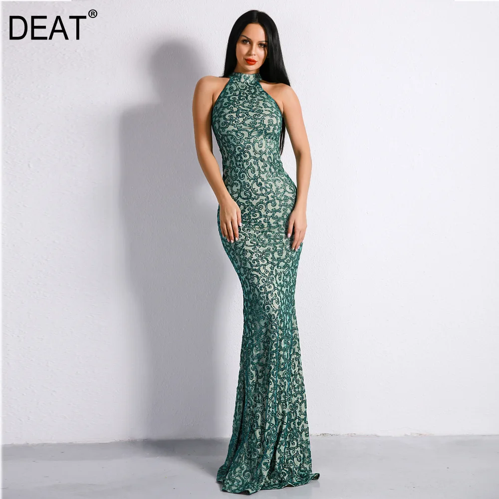 Женское облегающее платье DEAT длинное с высокой талией без рукавов весна 2020 MD080 |