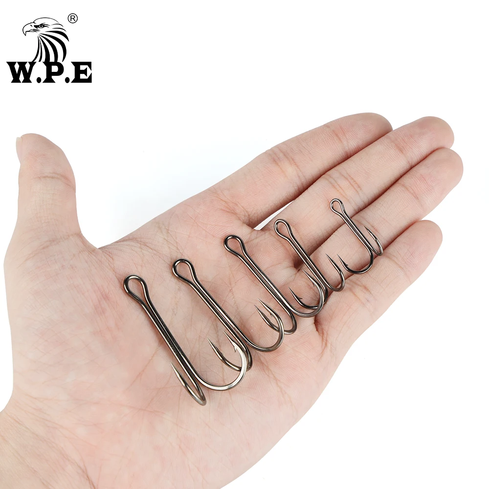 W.P.E 10-20 шт./упак. двойные рыболовные крючки 4 #-3/0 # из высокоуглеродистой стали