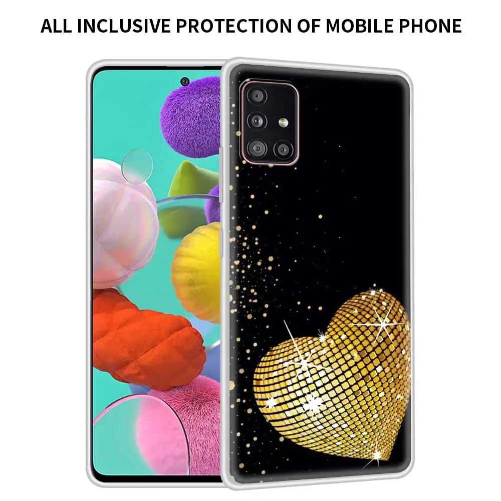 

Gold Crown Heart Case For Samsung Galaxy A51 A71 A21s A31 A41 A12 A72 A32 A52 5G A91 A11 Matte Soft Phone Cover Fundas