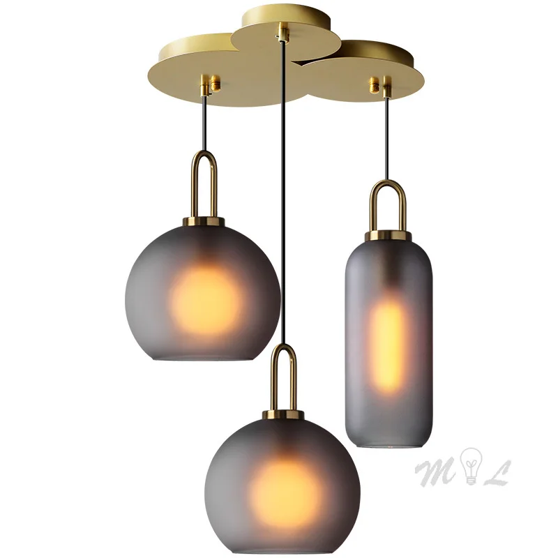 Стеклянный шар педант светильник s 3 головки кухонные промышленные подвесные