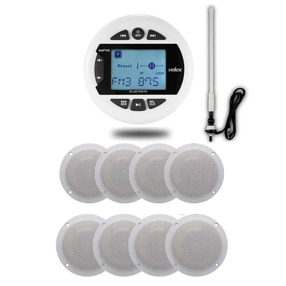 Морской Стерео радиоприемник Bluetooth FM AM MP3 плеер аудио + 4 пары морской фототехники