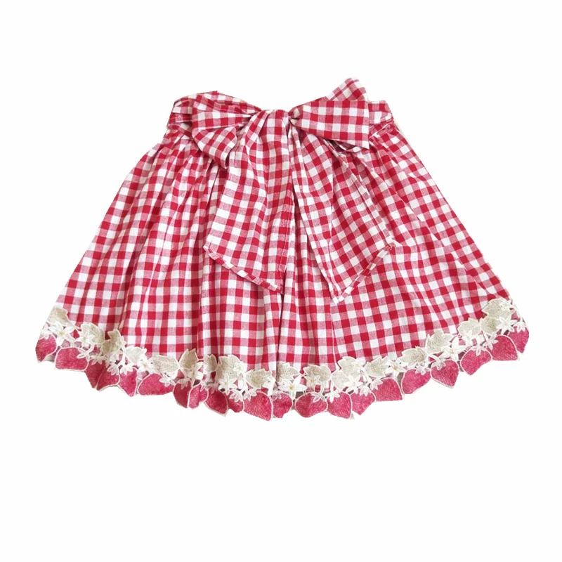 

Женская клетчатая мини-юбка, розовая юбка с вышивкой клубники, с высокой талией, в Корейском стиле, на шнуровке, лето 2021