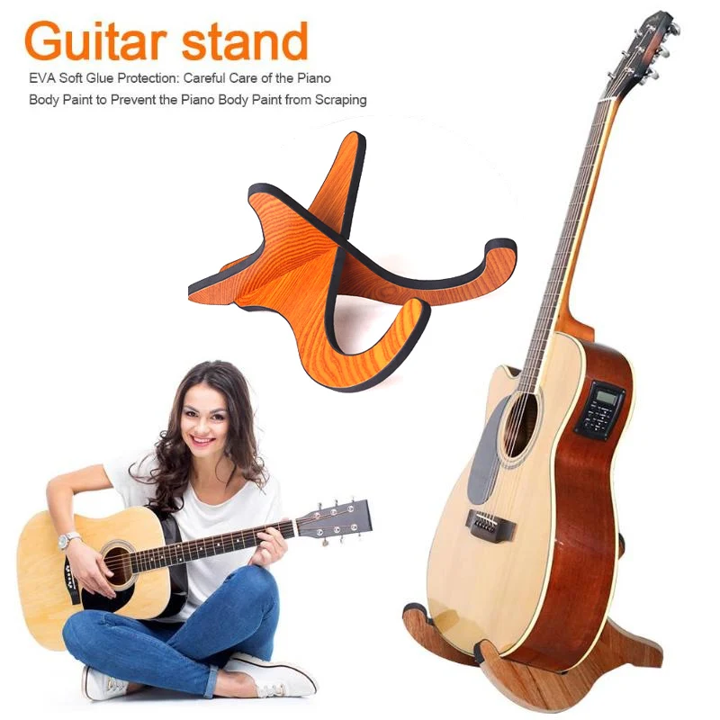 

Guitar Stand Portable Wooden Foldable Holder Stand Vertical Ukulele Display Stand Rack Musical Strings Instrument Part Accessori