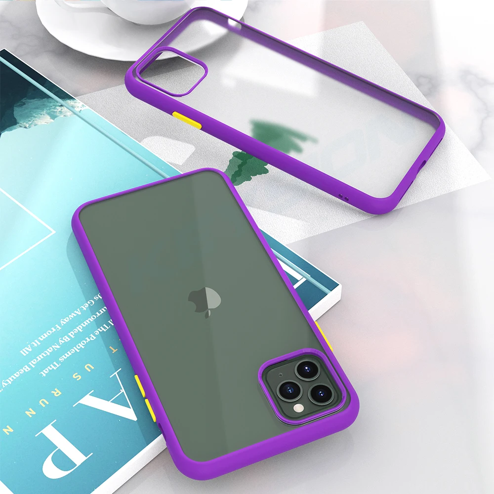 KEYSION модный матовый чехол для iPhone 11 Pro 11 Pro Max ударопрочный Прозрачный чехол для задней панели телефона для Apple iPhone 11 11 Pro Max - Цвет: Фиолетовый