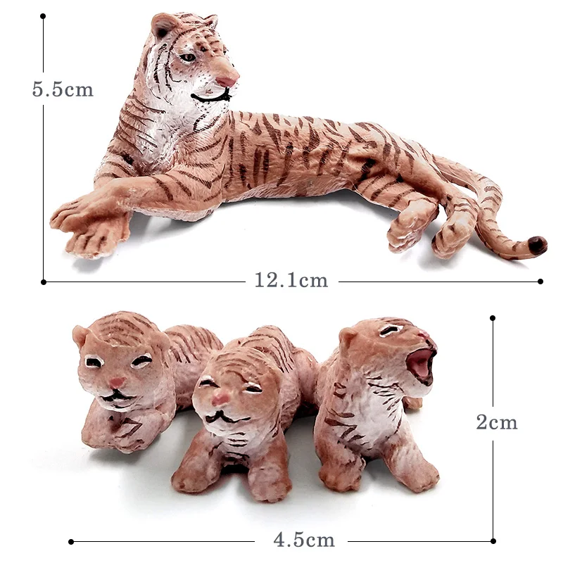 1 Tiger and 3 Babies Имитация леса, животные, модель, дикий олень, бегемот, Лев, тигр, панда, носорог, белый медведь, северный олень, жираф, верблюд, лося, буйвол, игрушки - Цвет: 1 Tiger and 3 Babies