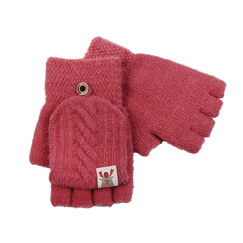 

Unisex men Knitted Fingerless Gloves Winter women Soft Warm Mittens Gloves