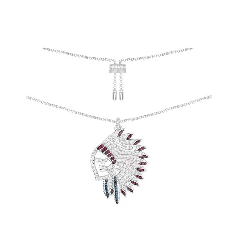 

High Quality Jewelry Necklace Indian Head Color Crystal Adjustable Necklace Ladies Fashion Luxury Jewelry Gift Free Shipping