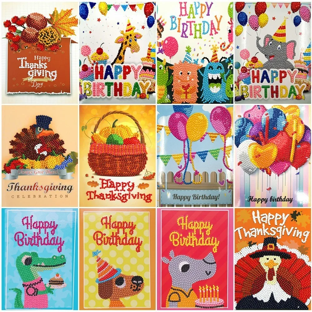 EverShine DIY Diamond Painting Birthday Cards Postcard Cartoon Embroidery Full Display Children's Handmade Gift|Алмазная мозаика и