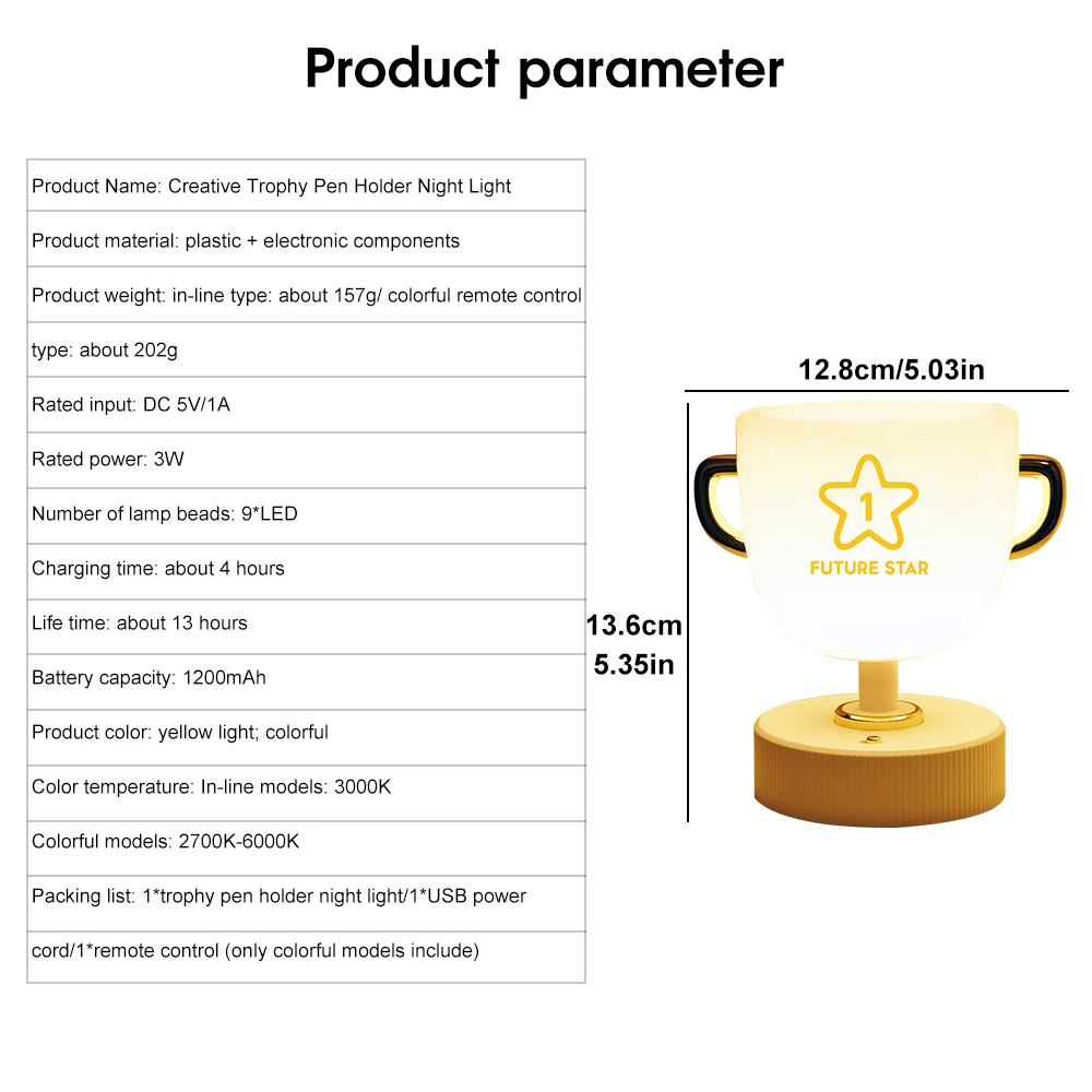 

3D Trophy Lamp LED Night Light Home Decoration Child Night Light Trophy Shape Night Light For Home Bedroom Decoration Gift