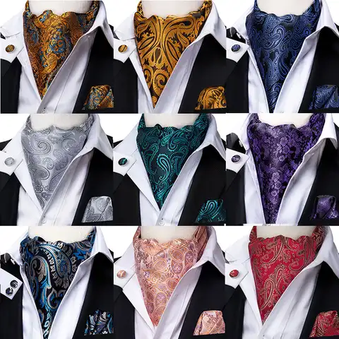 Hi-Tie модный мужской набор галстуков роскошный цветочный галстук с пейсли мужской галстук из 100% шелка красный синий розовый Ascot Карманный ква...