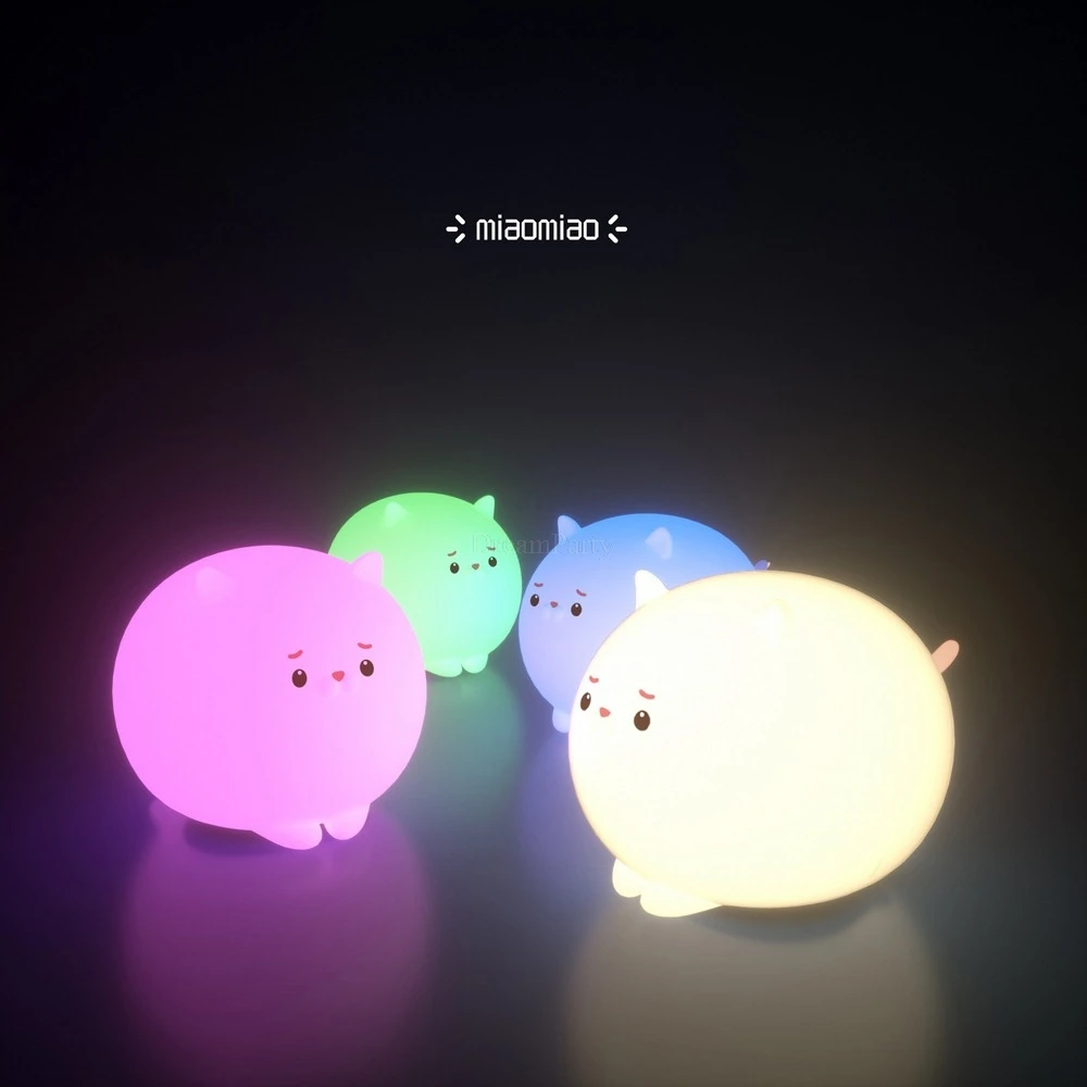 Светодиодный ночник с милым котом затемняемый сенсорный таймер разные цвета USB