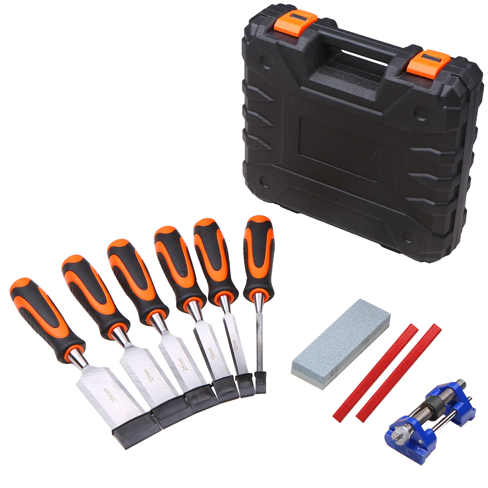 

Wood Chisel Set 10pcs Chisel Masonry Carving Tool Flat Chisel Carpentry Set Plastic Fiber Handle Carpenter Woodworking Tool Set