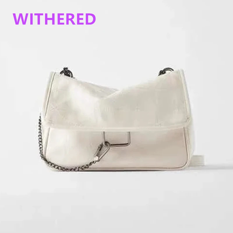 

Сумка в стиле high street Dave & Di Женская, модный винтажный повседневный кожаный однотонный саквояж с принтом нити, с металлической цепочкой и подк...