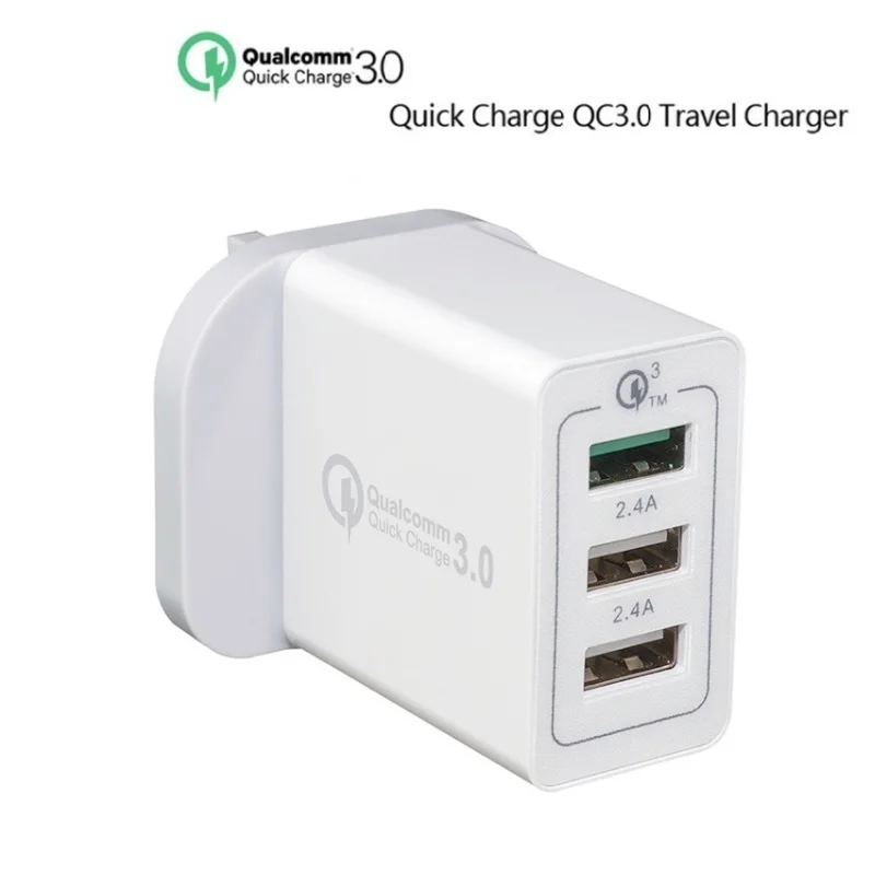 Штепсельная вилка Великобритании Quick Charge 3,0 3USB выход телефон быстро Путешествия адаптер совместимый Ирландия Великобритания Саудовская Аравия Сингапур и т. Д