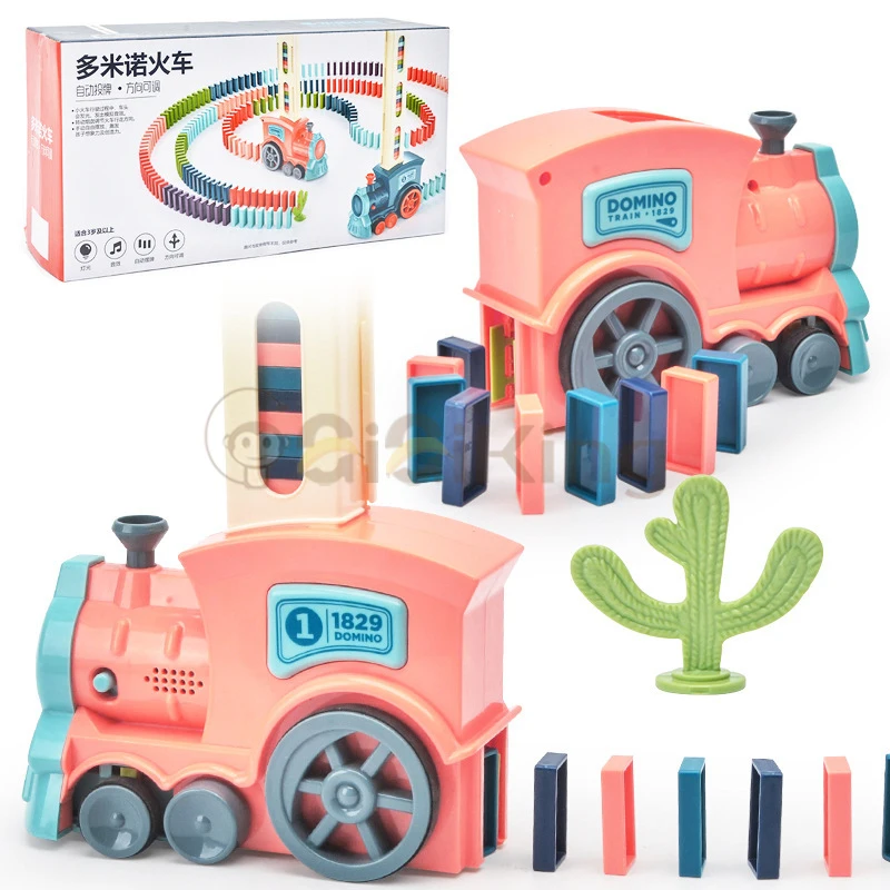 Kids Electric Domino Train Car Set Sound &amp Light Automatic Laying Dominoes Brick Blocks Game Educational DIY Toy Gift | Игрушки и