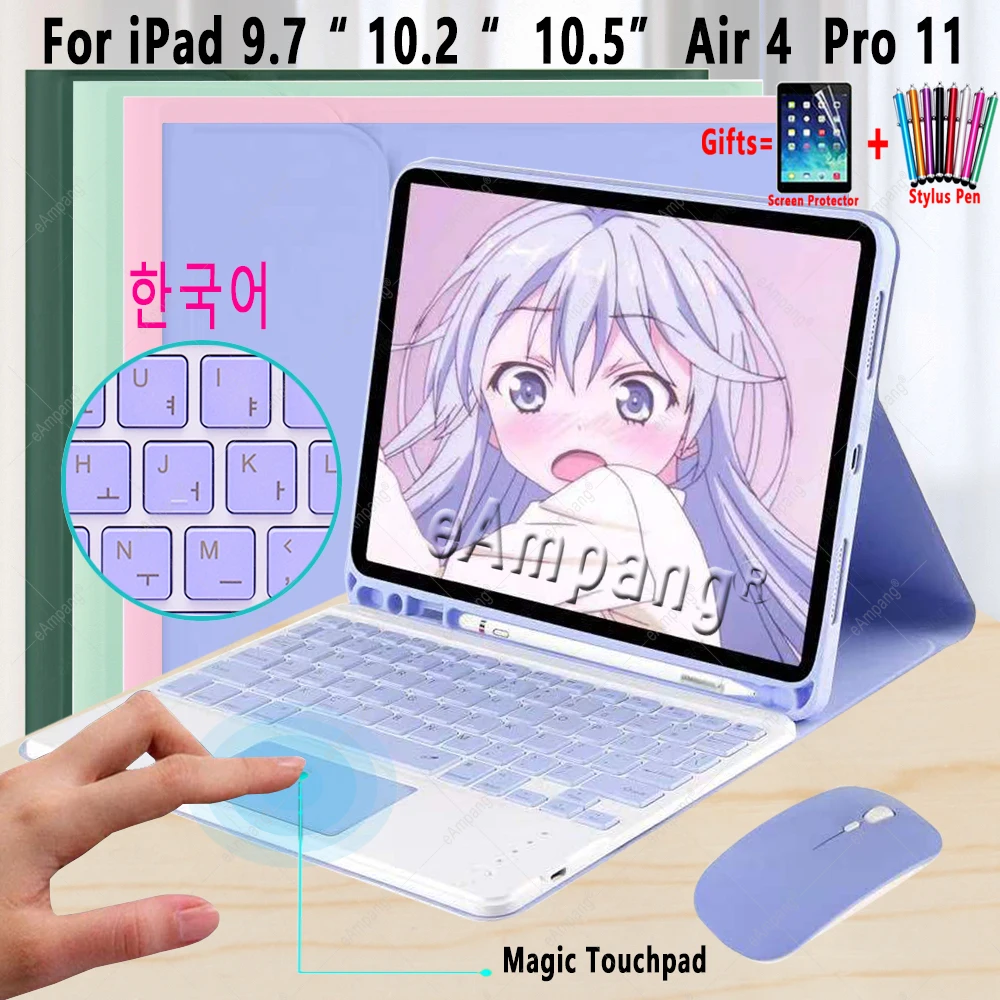 

Touchpad keyboard Case For iPad Air 4 4th 9.7 5th 6th Gen 3rd iPad Pro 11 10.5 2020 10.2 9.7 7th 8th Mouse Korean Keyboard Mouse
