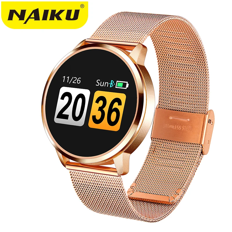 2019New Q8 OLED Bluetooth Смарт-часы из нержавеющей стали водонепроницаемые носимые устройства Smartwatch наручные часы мужские и женские фитнес-трекер