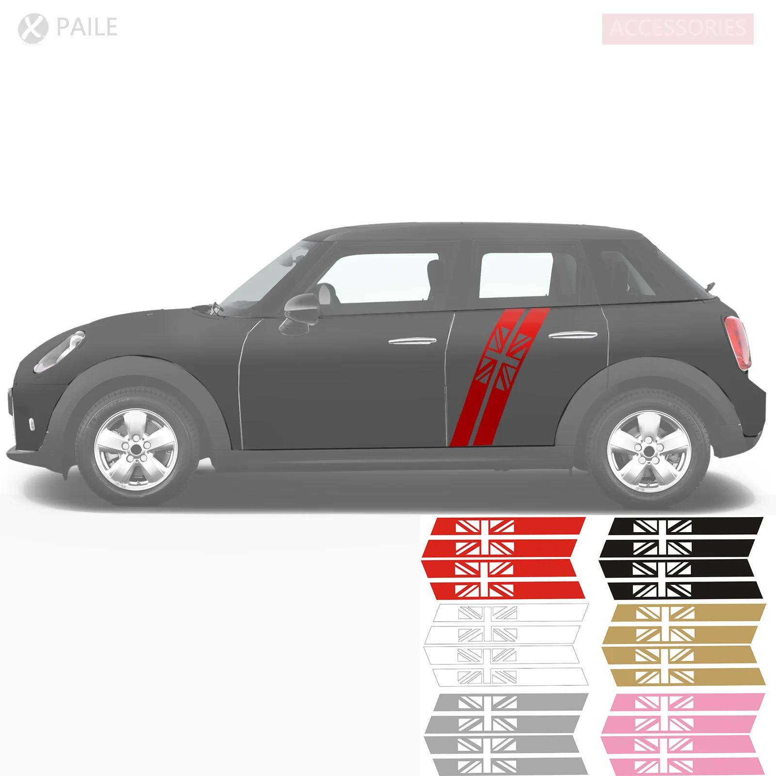 

2pcs Sticker Doors Stripes Vinyl Decal Graphics Customize For Universal, MINI cooper R50 R53 R55 R56 R57 R59 R60 F55 F56 F60