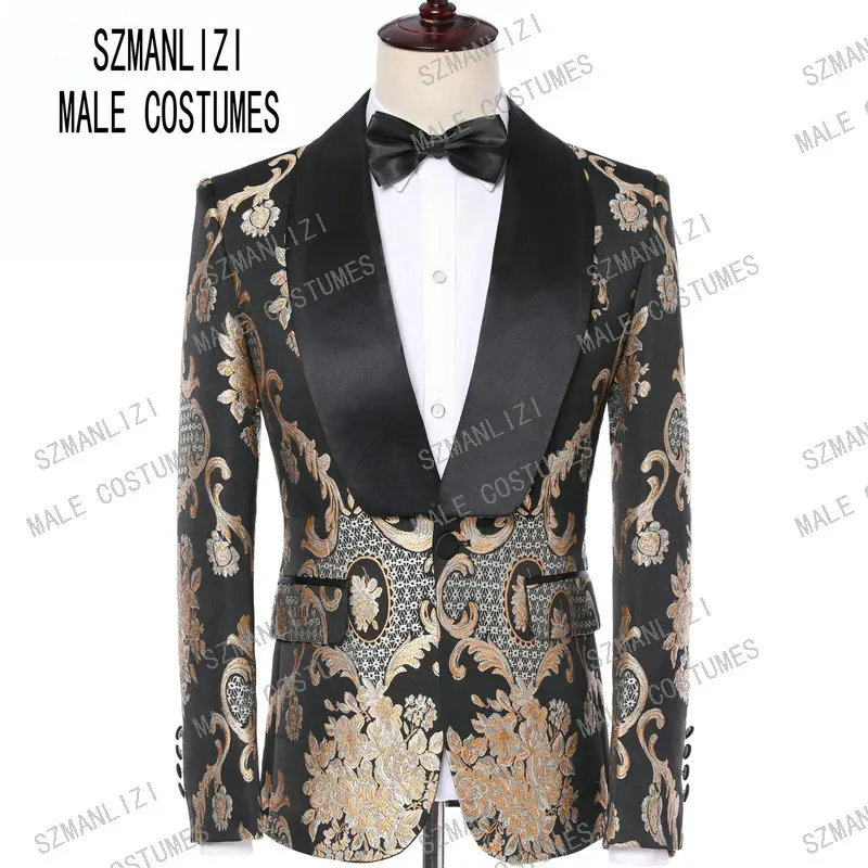 only jacket Новейший дизайн пальто брюки Тонкий блестящий серебряный курительный пиджак итальянский смокинг платье двубортные мужские свадебные костюмы жениха - Цвет: only jacket