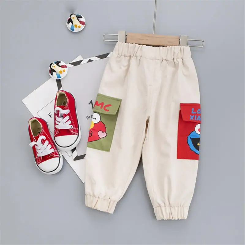 Повседневные длинные штаны для маленьких мальчиков и девочек хлопковые осенние