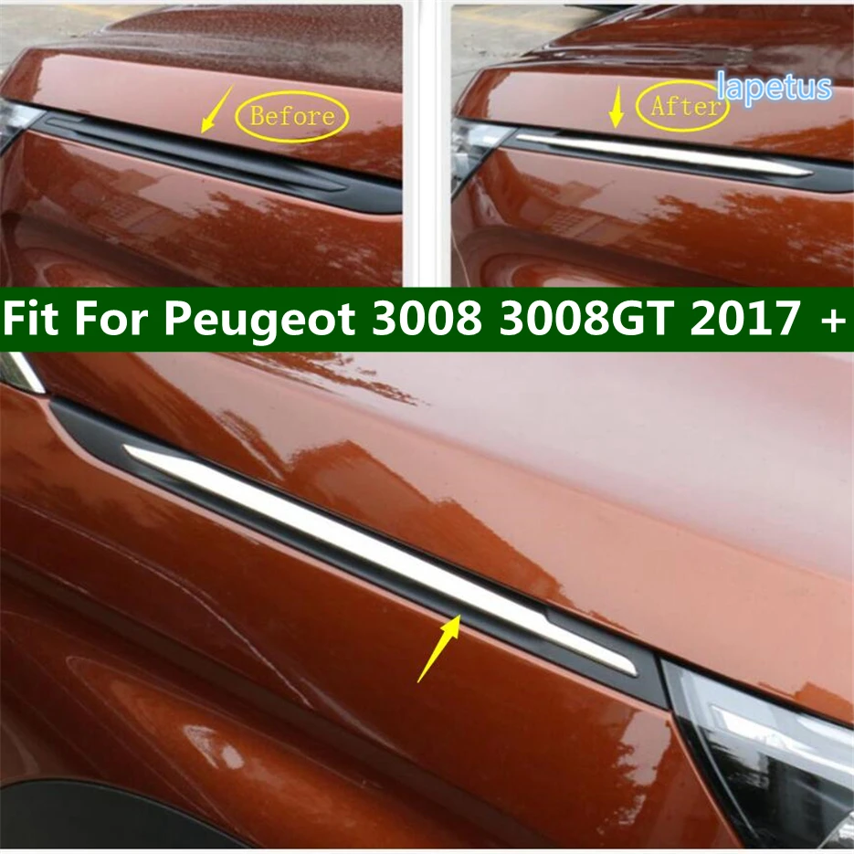 

Lapetus Side Engine Hood Body Leaf Guard Strip Decoration Cover Trim Fit For Peugeot 3008 3008GT 2017 - 2022 Stainless Steel