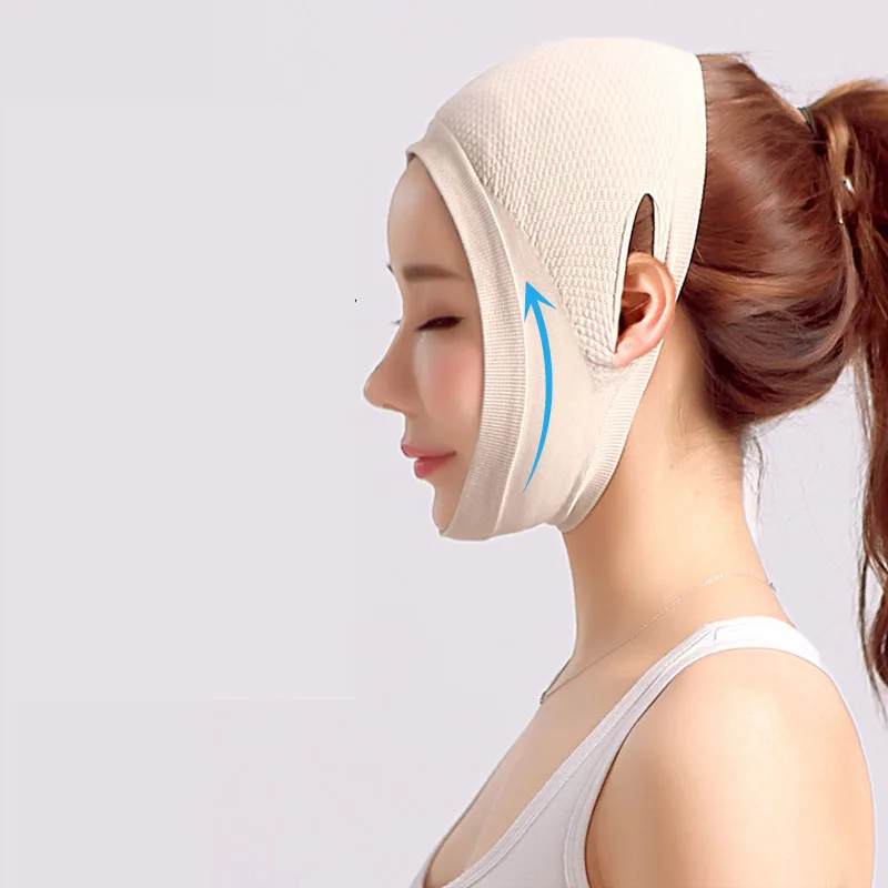 

Small V face mask integrated line carving postoperative recovery bandage lifting tightening law pattern shaping tightening face-