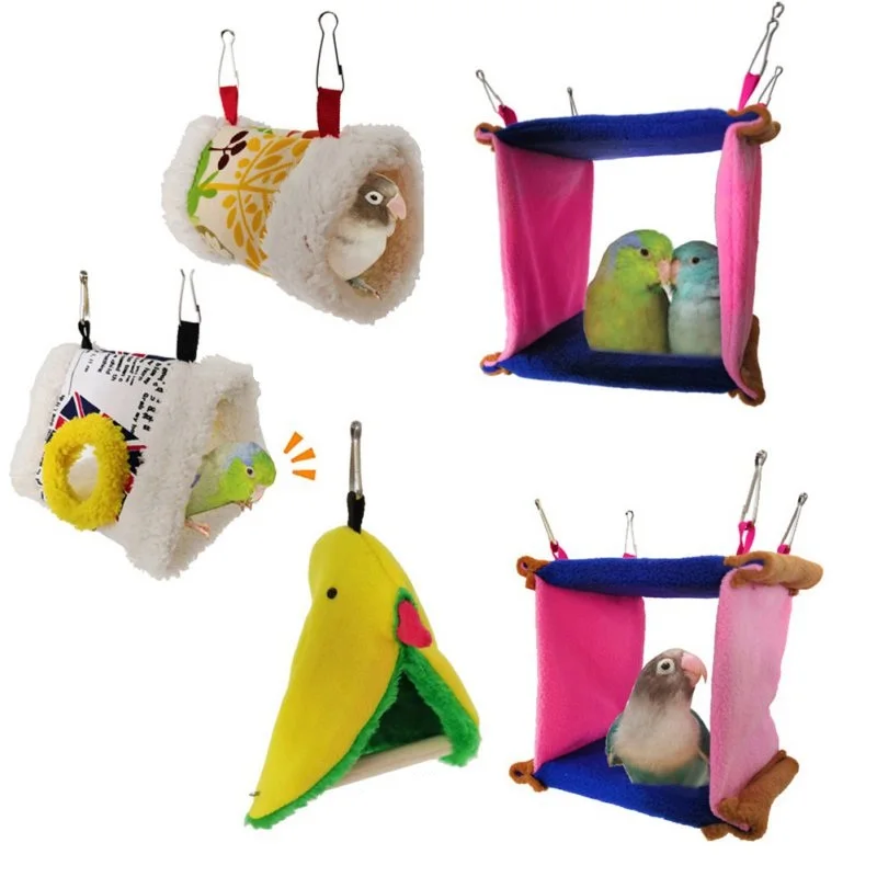 

Bird Parrot Nest Soft Plush Bird Parrot Hammock Warm Hanging Bed For Pet Cave Cage Hut Tent Toy House for Small Animals Supplies