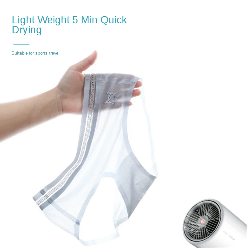 

MiiOW 4-Pcs Ice Silk Underwear Women's Sexy Medium Waist Cotton Bottom Crotch Seamless Ultra Thin Mesh Triangle Pants