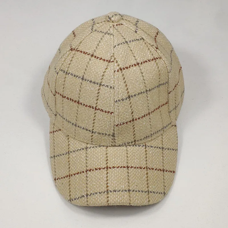 E adjustable plaid tweed vintage men cap country baseball hat dark grey lt.brown beige - Цвет: E
