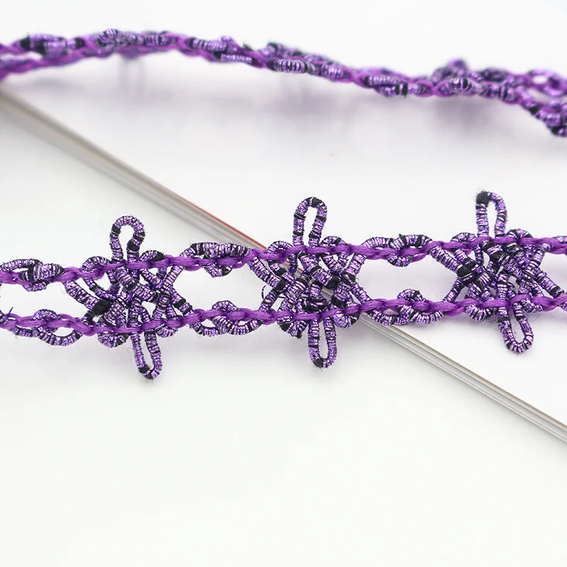 

5 yards 1.9cm purple Chinese knot hollow-out lace Wedding dress curtain belt DIY handmade crafts accessories