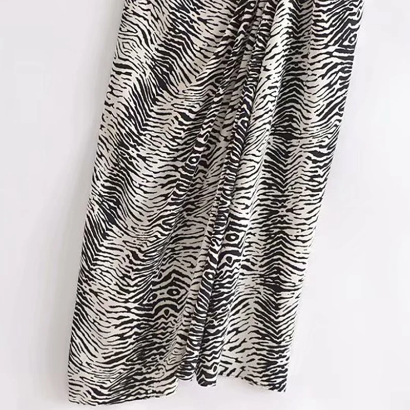 

TRAF ZA Summer Women's Dress 2021 Printed Pleated Leopard Dress For Women Black Art Beach Club TravelDresses Sexy Women Clothing
