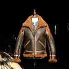 Мужская куртка-бомбер из натуральной овечьей кожи, теплая куртка-бомбер из натуральной овечьей кожи, большого размера B3, в стиле милитари, CDJ-116