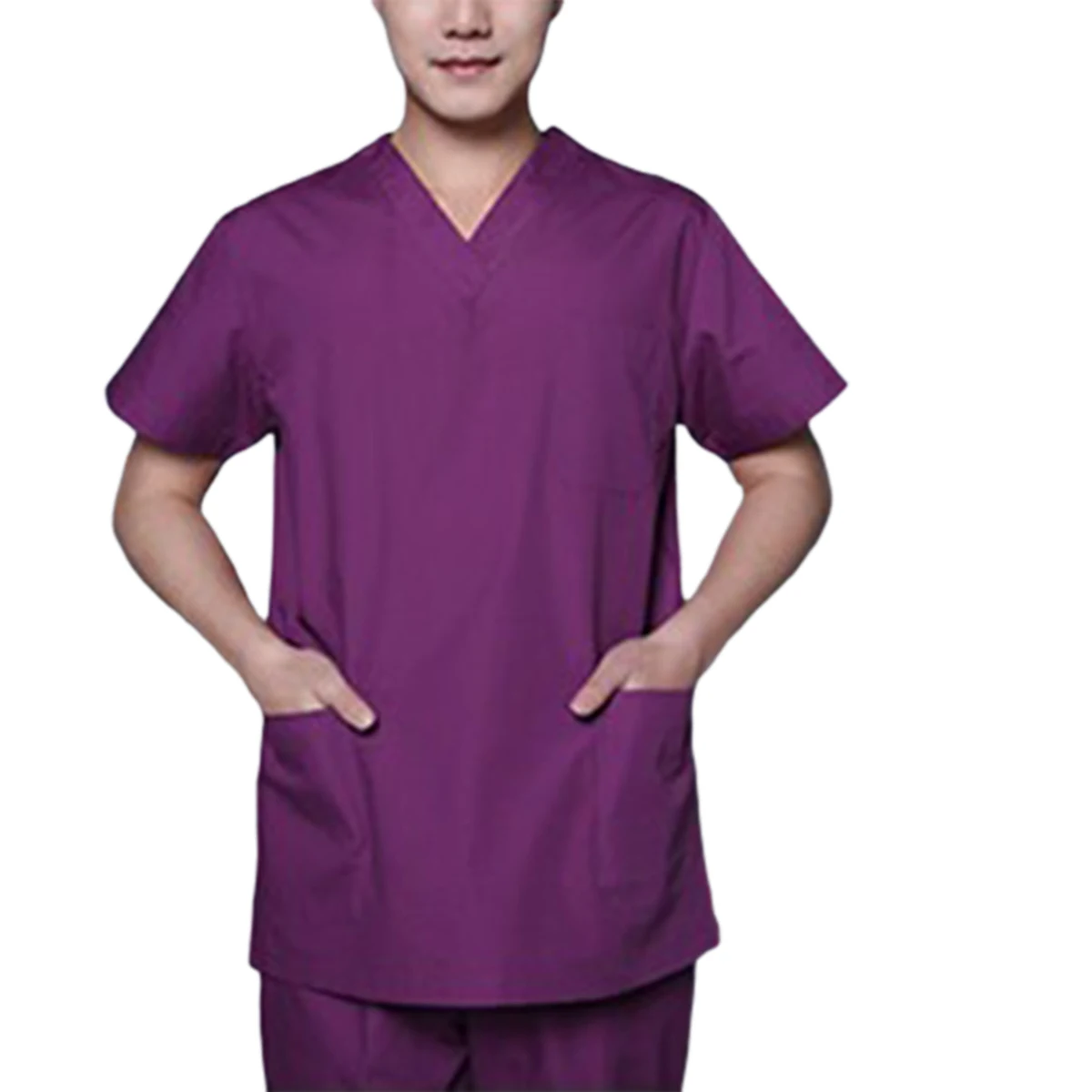 Рабочая Униформа унисекс мягкий дышащий комплект одежды с коротким рукавом V