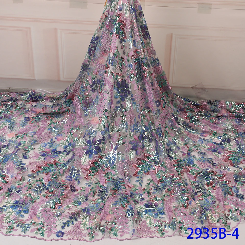 Красочные Блестки Африка Женщины Кружева Ткань 3D цветок тюль для свадьбы