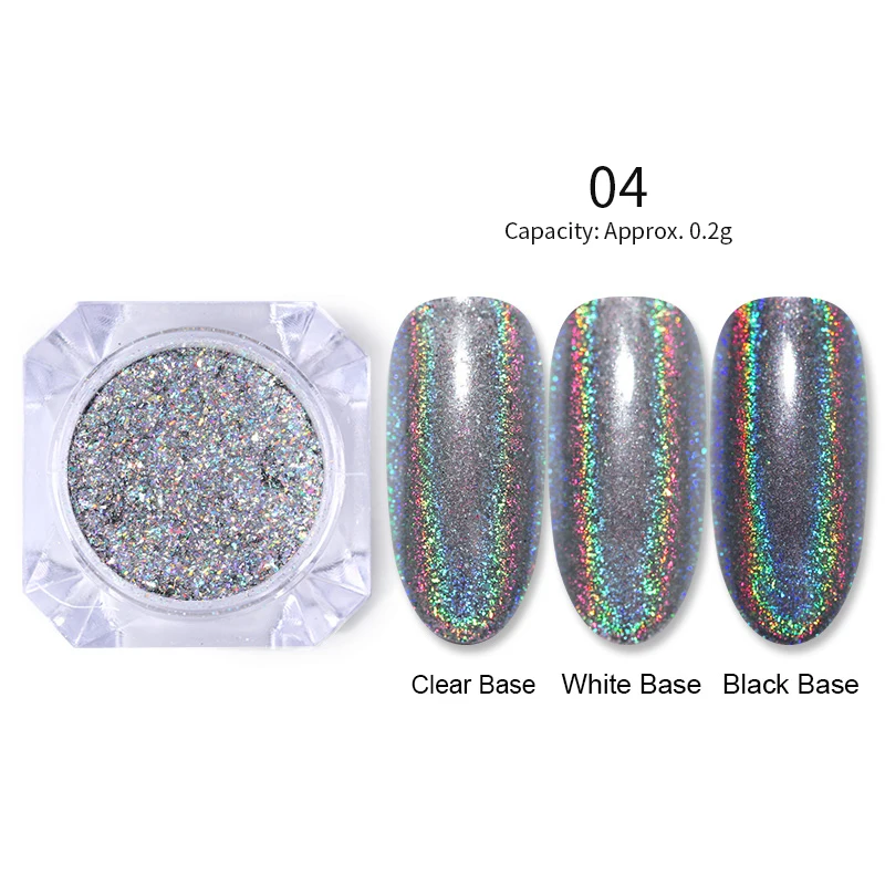 Holographic-0.2g BORN PRETTY Neon Mirror сверкающая голографическая пудра ультра-тонкий дизайн ногтей Блестящий порошок хромового пигмента пыль чистый цветной гель для ногтей - Цвет: Holographic-0.2g