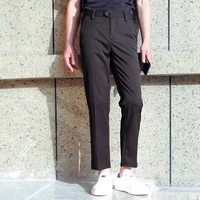 2021 summer thin mens ankle length dress pants korean small foot lounge pants straight leg free ironing blackbeige white pants