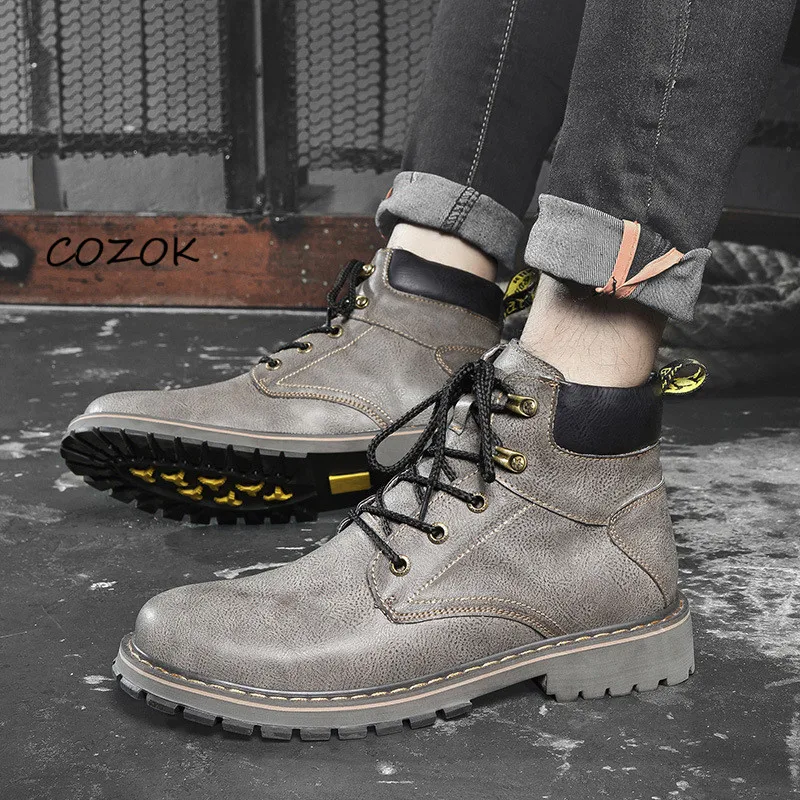 

Ankle Boots Men Winter PU Boots for Men 2022 Thick Fashion Casual New Boots Men Luxury Leather Boots
