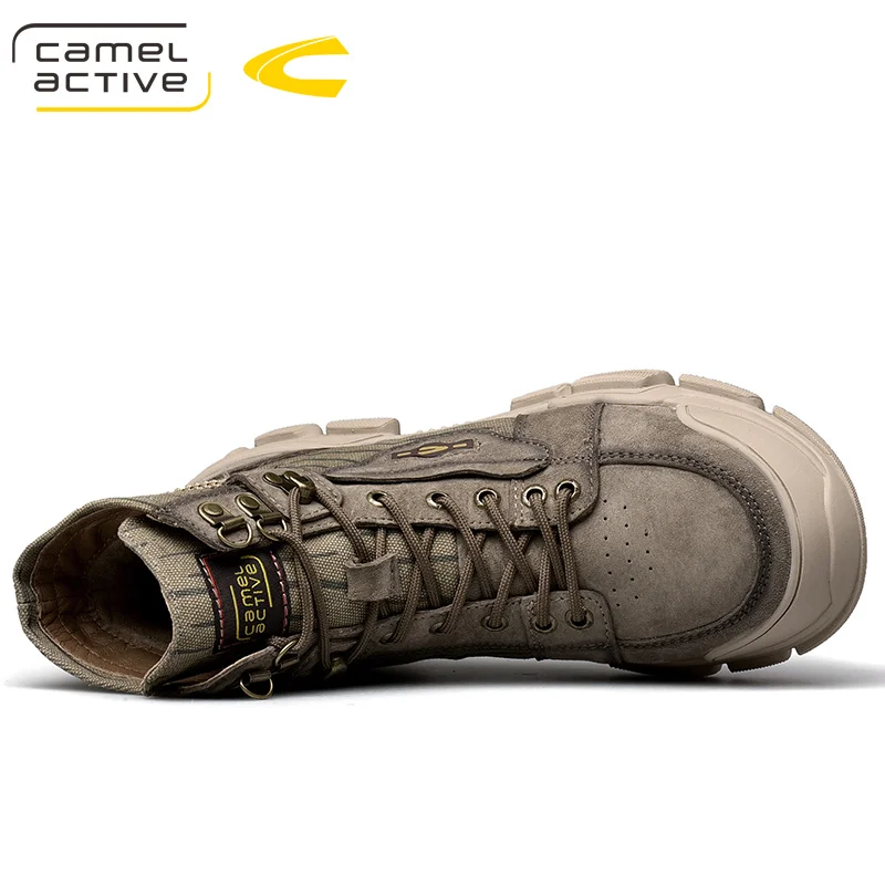 Мужская обувь верблюда активного отдыха с высоким верхом из натуральной кожи