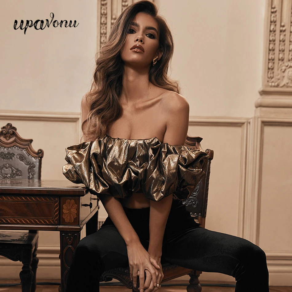 Женский укороченный топ с золотым покрытием Клубные вечерние топы открытыми