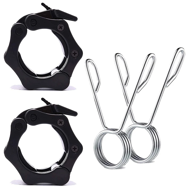

Top!-2-Inch Barbell Lock and Spring Clip Set, 1 Pair of Barbell Clips and 1 Pair of Spring Clips (4 Pcs)