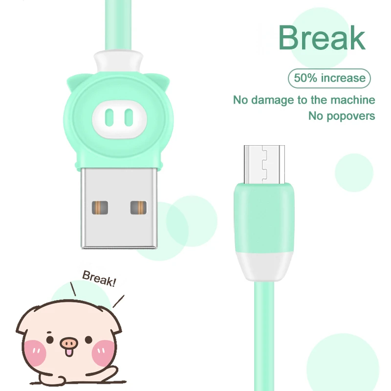 Cartoon Pig Micro USB Type C Sync Data Fast Charging Cable For All Android Phone | Cables